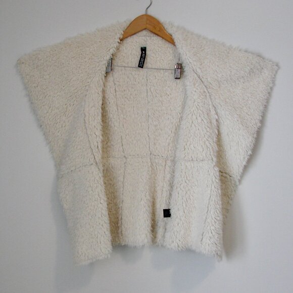 Faux Fur Vest Sherpa Tan Cream Open Front Design Lab Lord & Taylor Size XS - Picture 9 of 12